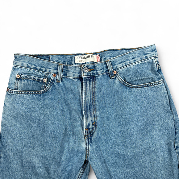 Levis 505 Jeans Mens 36x32 Blue Regular Fit Straight Leg Light Wash Denim Y2K - Picture 3 of 10